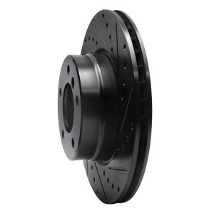 BMW 525i Brake Rotor (1) - Front Right - R1 Concepts - Drilled & Slotted - Black - `04-`10